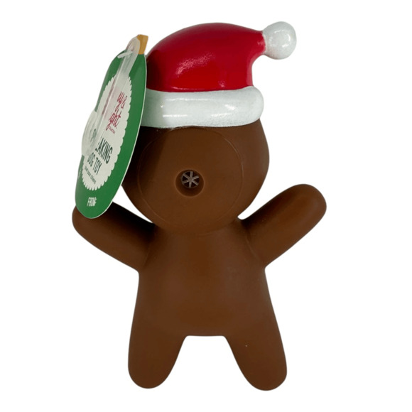 Merry & Bright Gingerbread Vinyl Rubber Squeaky Dog Toy Winter Christmas Holiday - Picture 2 of 4